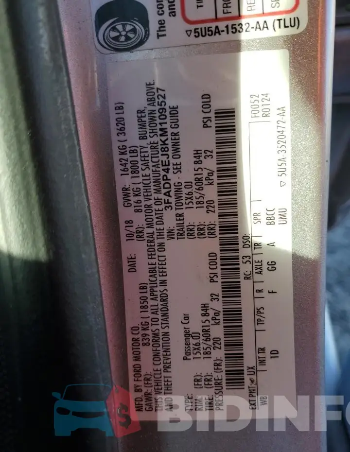 3FADP4EJ8KM109527 Photo# 12