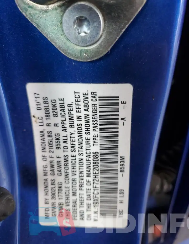 19XFC1F72HE208086 Photo# 13