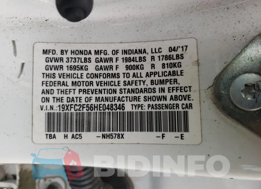 19XFC2F56HE048346 Photo# 12
