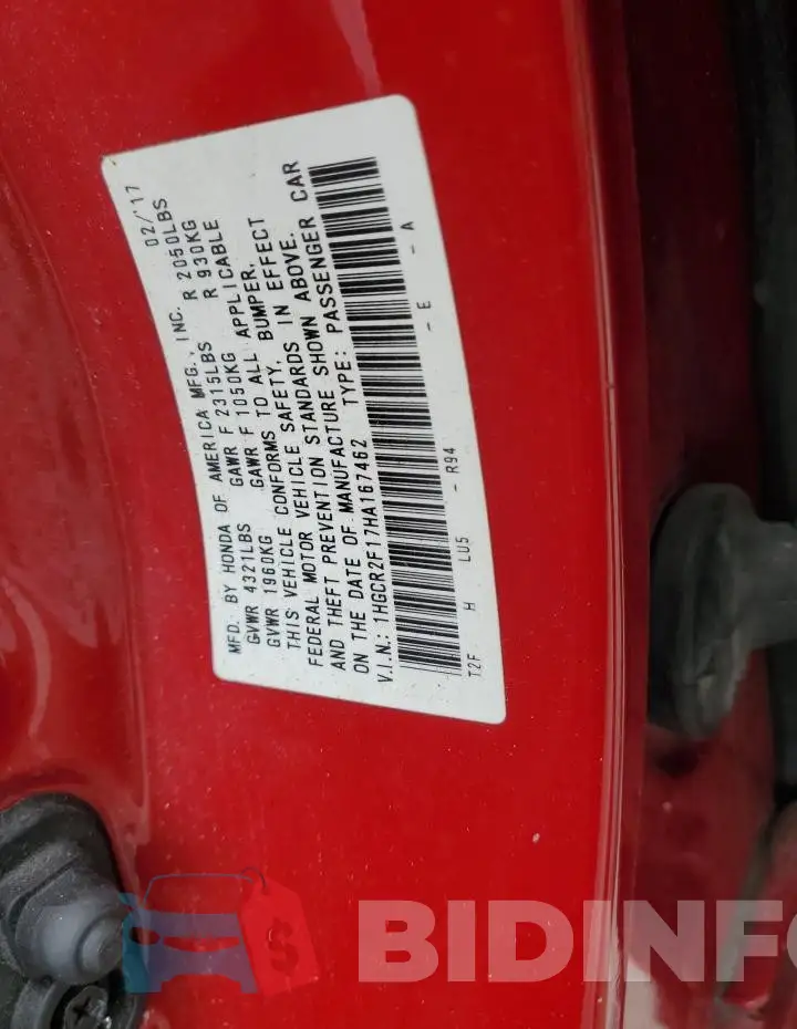 1HGCR2F17HA167462 Photo# 13