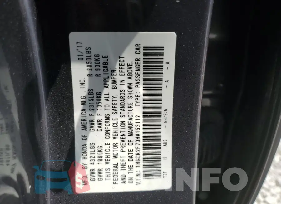 1HGCR2F73HA153112 Photo# 12