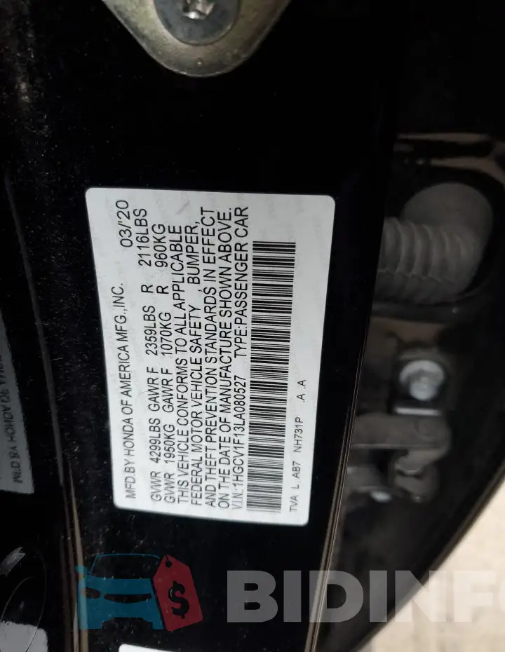 1HGCV1F13LA080527 Photo# 12