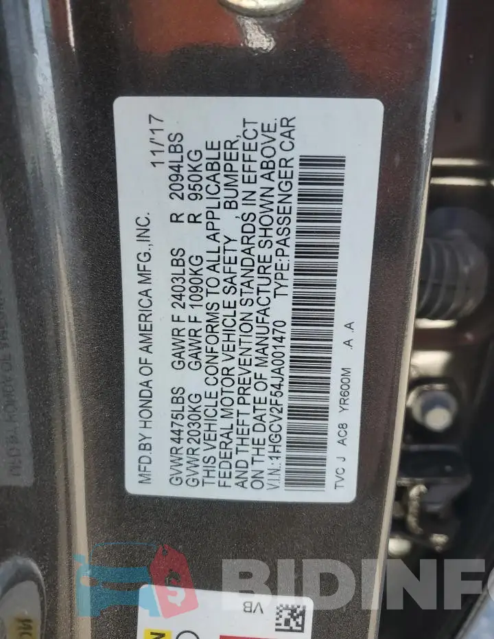 1HGCV2F54JA001470 Photo# 13