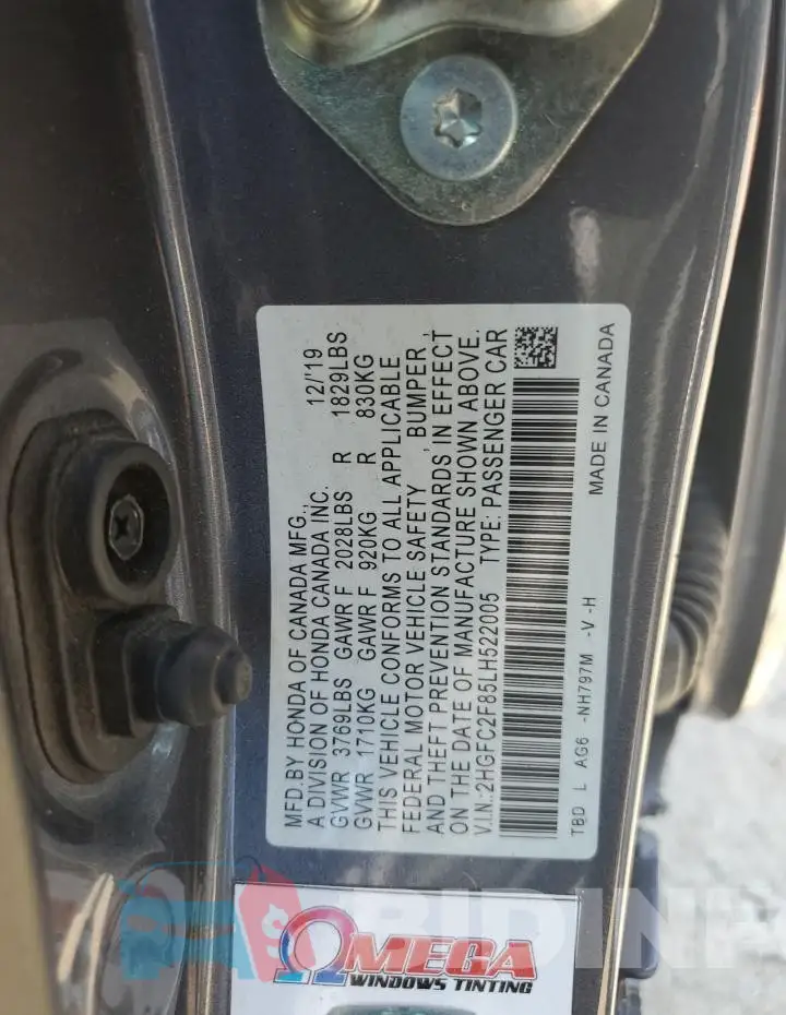 2HGFC2F85LH522005 Photo# 12