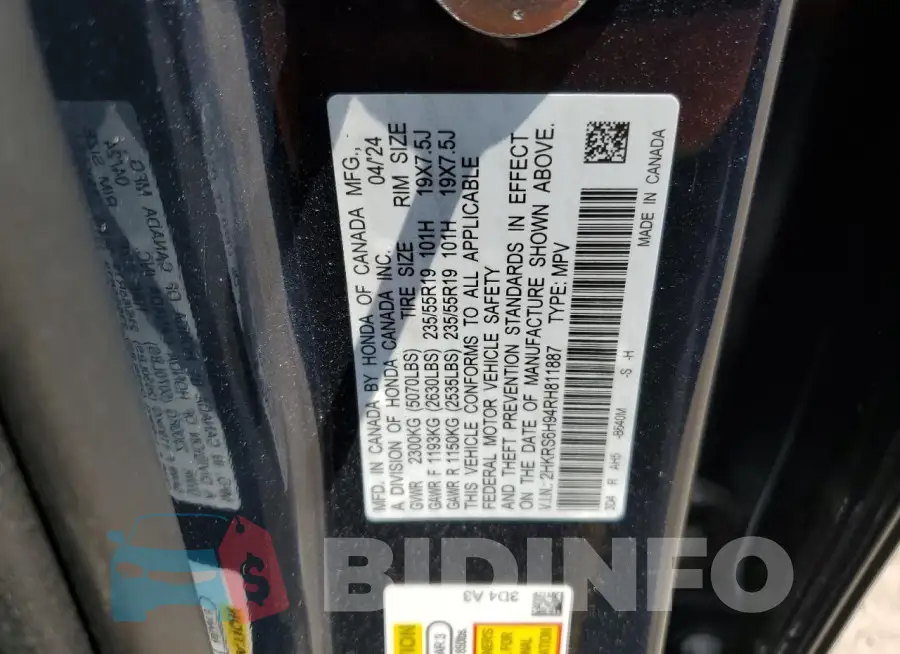 2HKRS6H94RH811887 Photo# 14