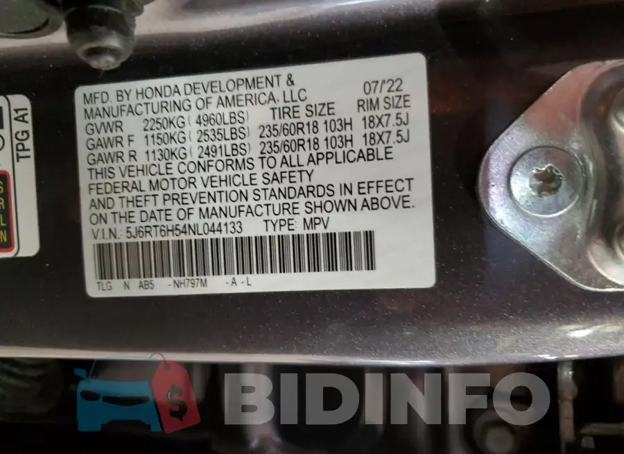 5J6RT6H54NL044133 Photo# 13