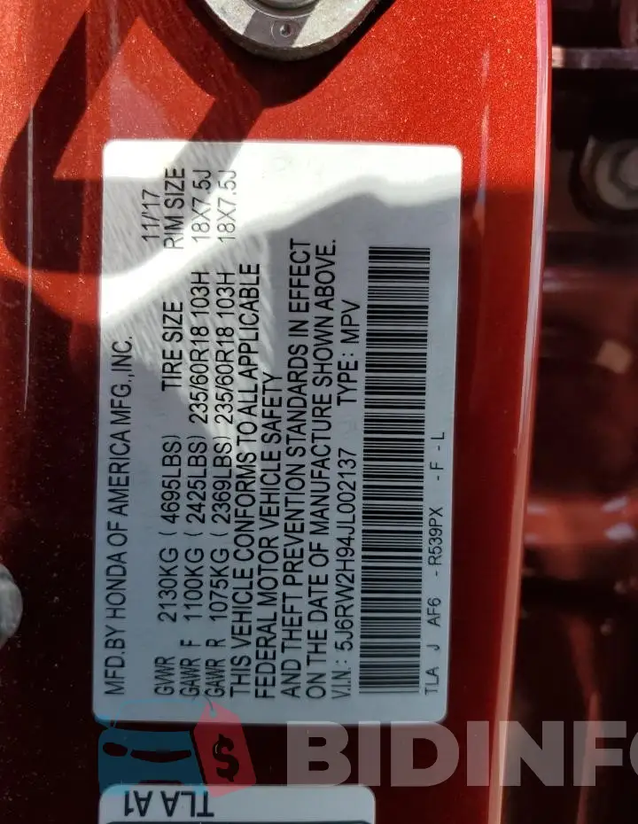 5J6RW2H94JL002137 Photo# 13