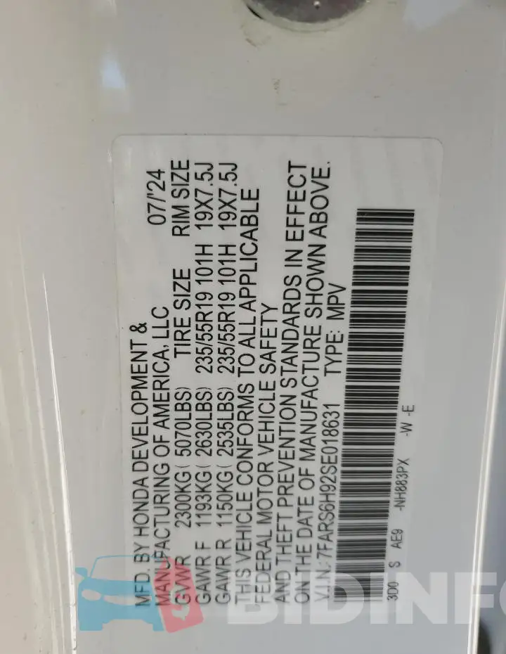 7FARS6H92SE018631 Photo# 14
