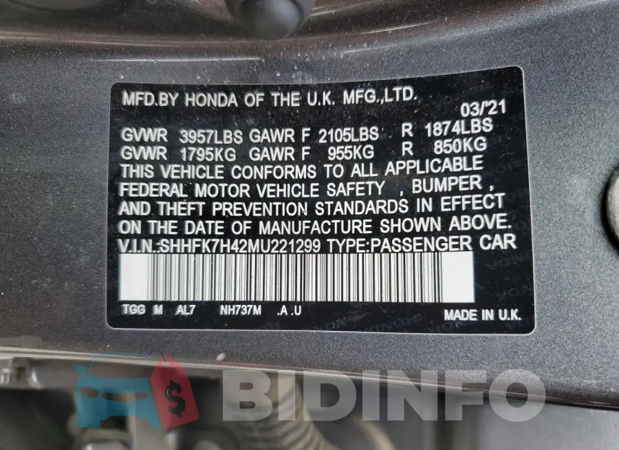 SHHFK7H42MU221299 Photo# 12