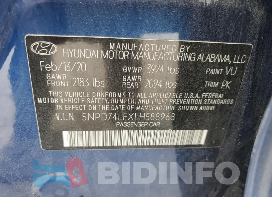 5NPD74LFXLH588968 Photo# 12