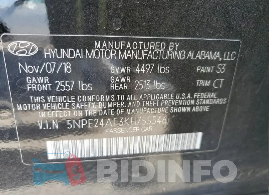 5NPE24AF3KH755546 Photo# 12
