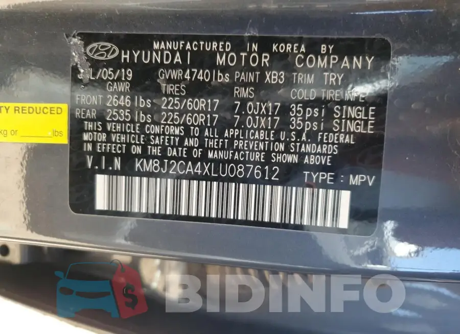 KM8J2CA4XLU087612 Photo# 13