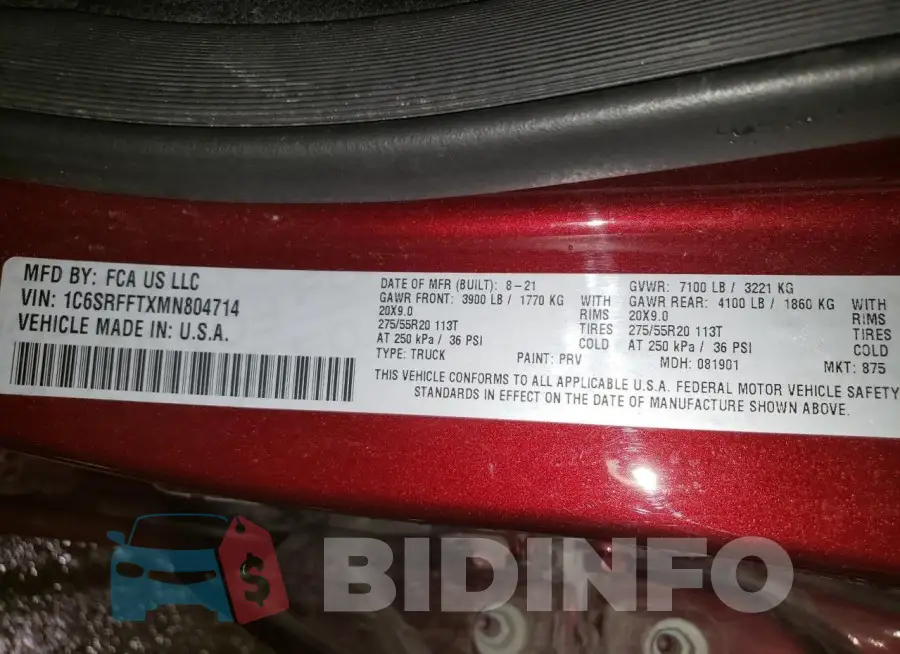 1C6SRFFTXMN804714 Photo# 12