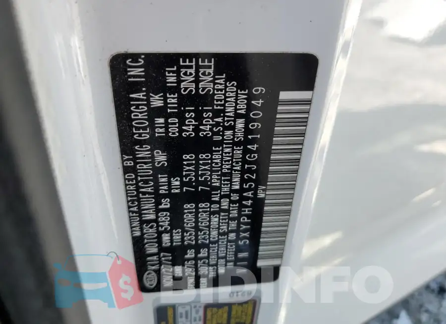 5XYPH4A52JG419049 Photo# 13