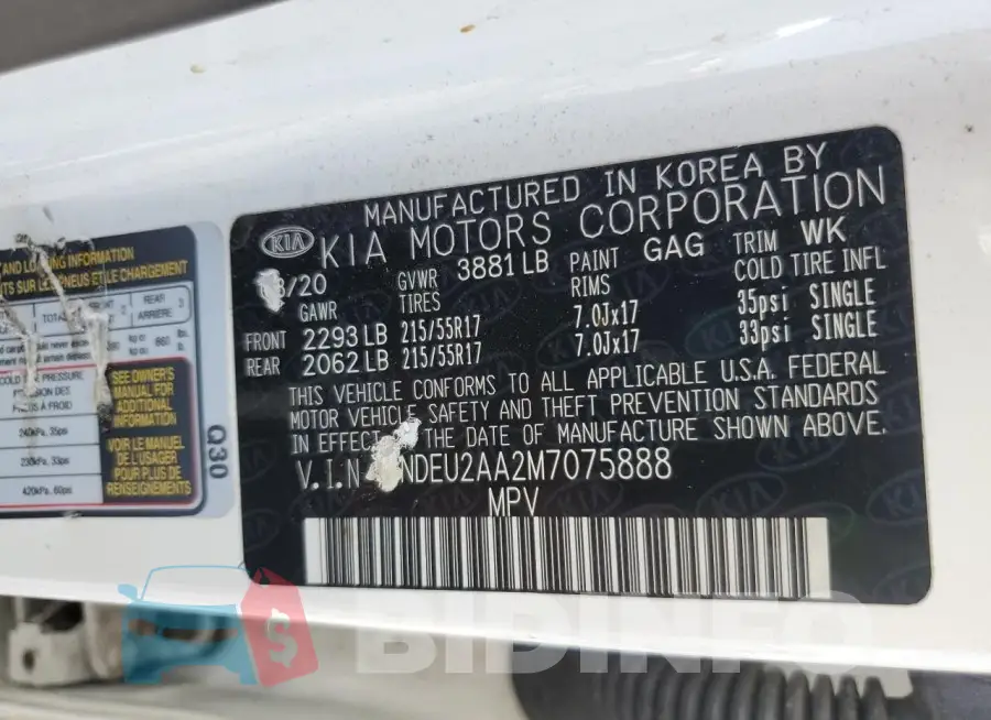KNDEU2AA2M7075888 Photo# 13