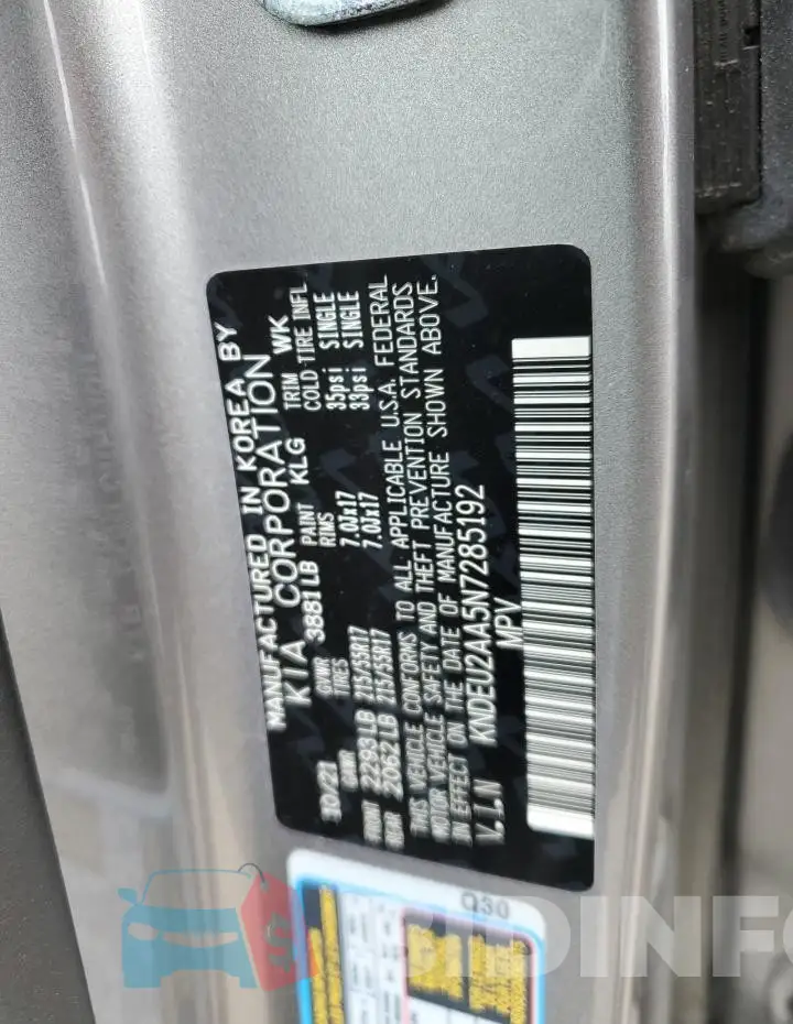 KNDEU2AA5N7285192 Photo# 14