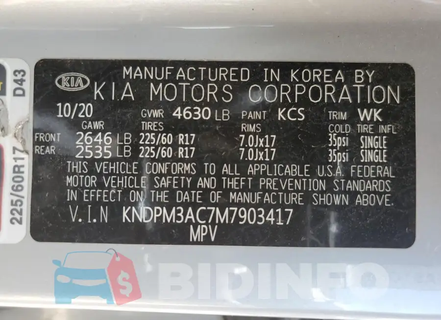 KNDPM3AC7M7903417 Photo# 13