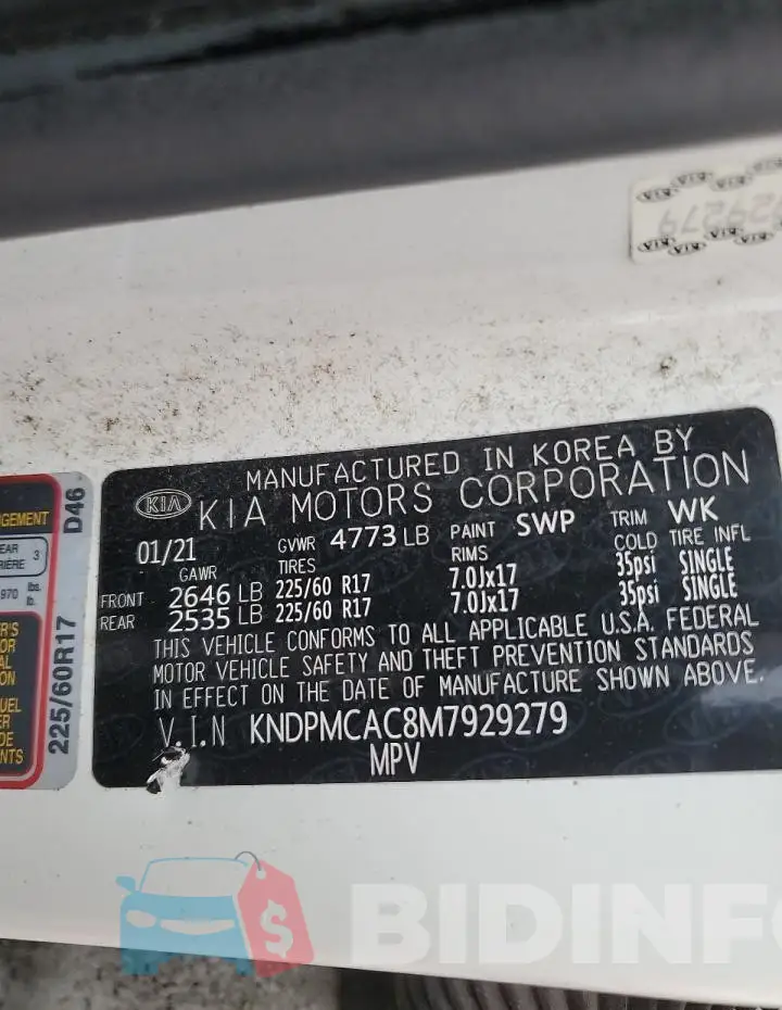 KNDPMCAC8M7929279 Photo# 12