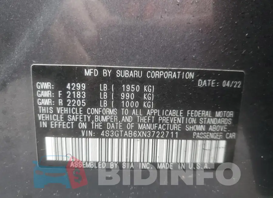 4S3GTAB6XN3722711 Photo# 13