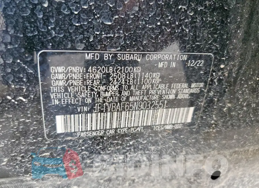 JF1VBAF65N9032551 Photo# 13