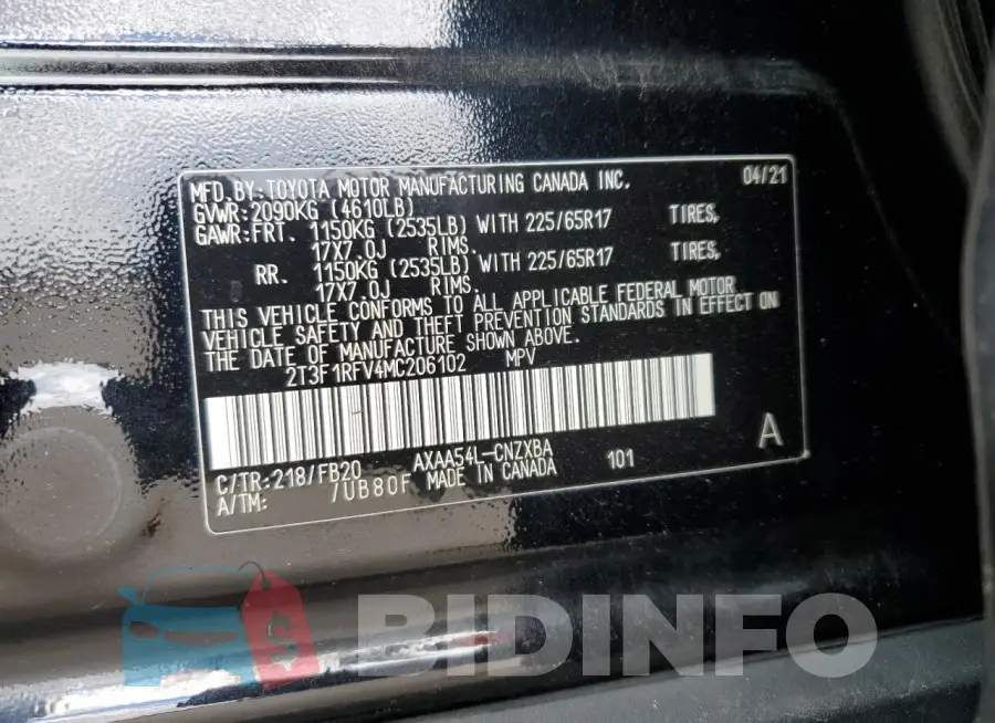 2T3F1RFV4MC206102 Photo# 13