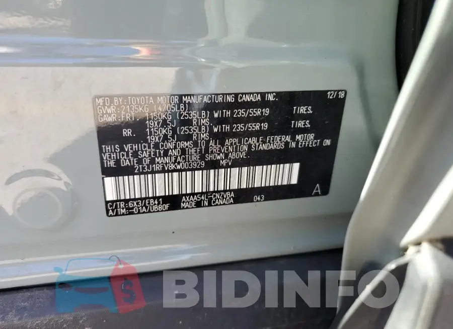 2T3J1RFV8KW003929 Photo# 13
