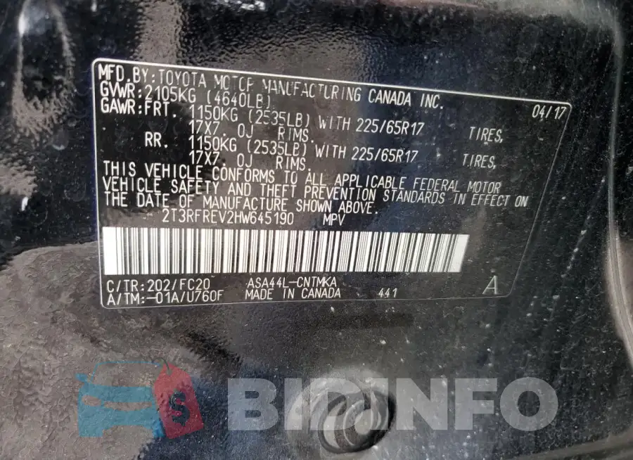 2T3RFREV2HW645190 Photo# 13