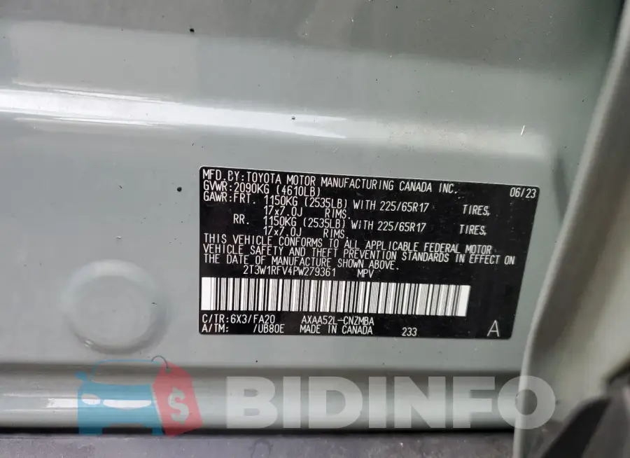 2T3W1RFV4PW279361 Photo# 14