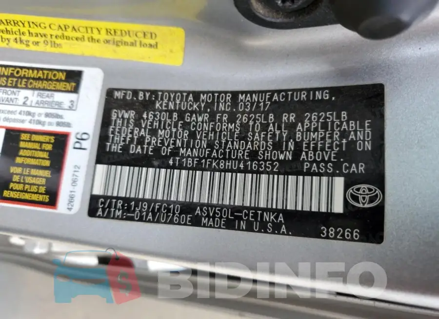 4T1BF1FK8HU416352 Photo# 12