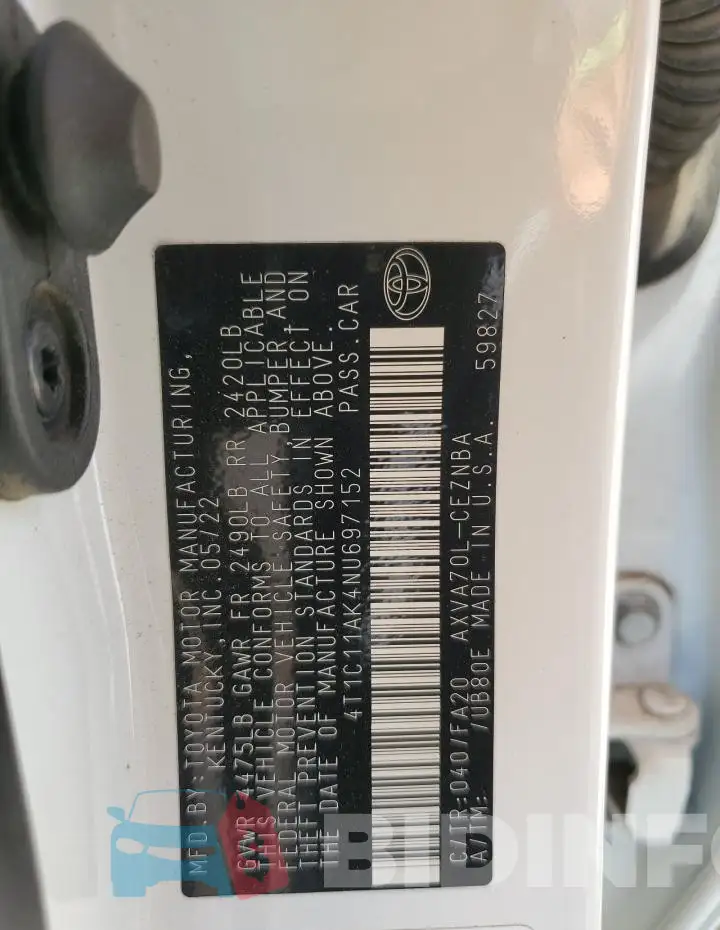 4T1C11AK4NU697152 Photo# 12