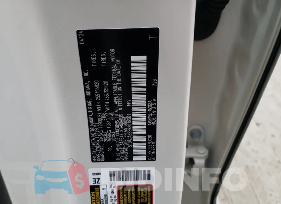 5TDACAB55RS018501 Photo# 13