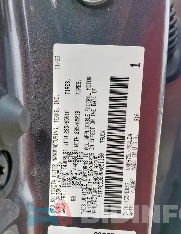 5TFPC5DB2RX051180 Photo# 12