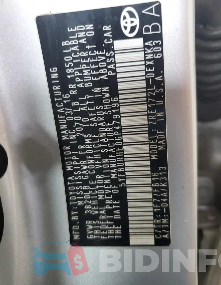 5YFBURHE0GP479196 Photo# 12