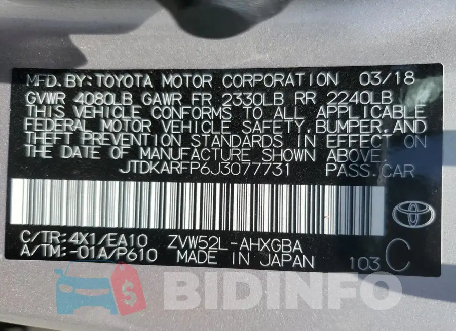JTDKARFP6J3077731 Photo# 12