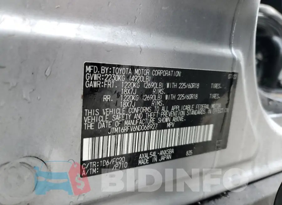 JTM16RFV6ND068927 Photo# 12