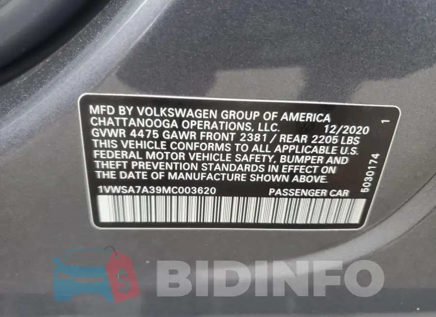 1VWSA7A39MC003620 Photo# 12