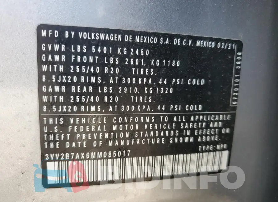 3VV2B7AX6MM085017 Photo# 13