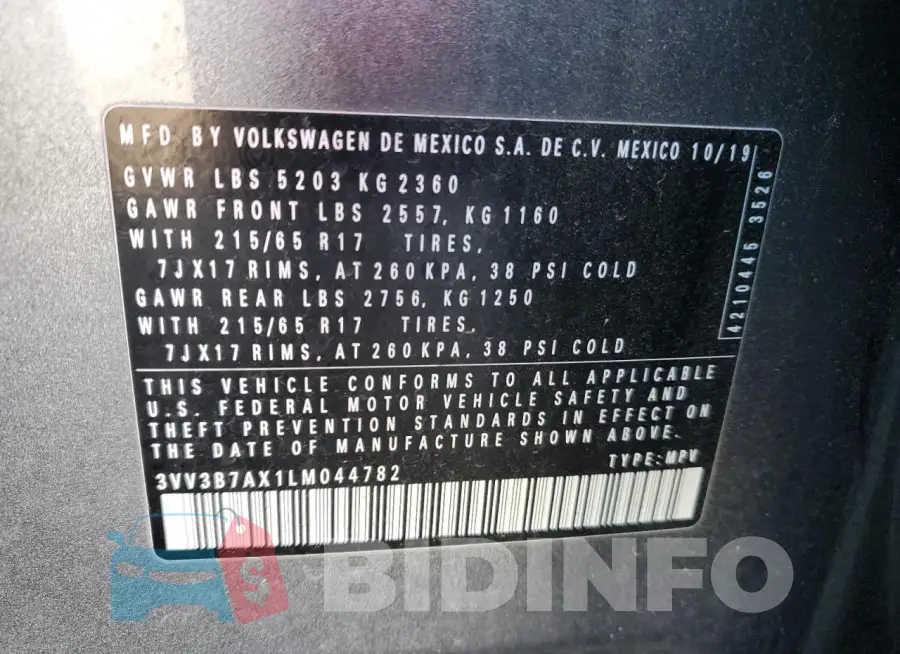 3VV3B7AX1LM044782 Photo# 14