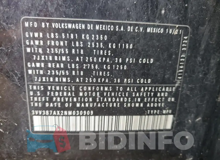 3VV3B7AX2NM030909 Photo# 14