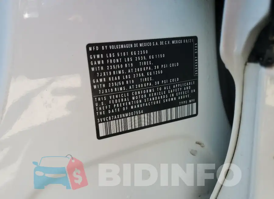 3VVCB7AX8NM007554 Photo# 14