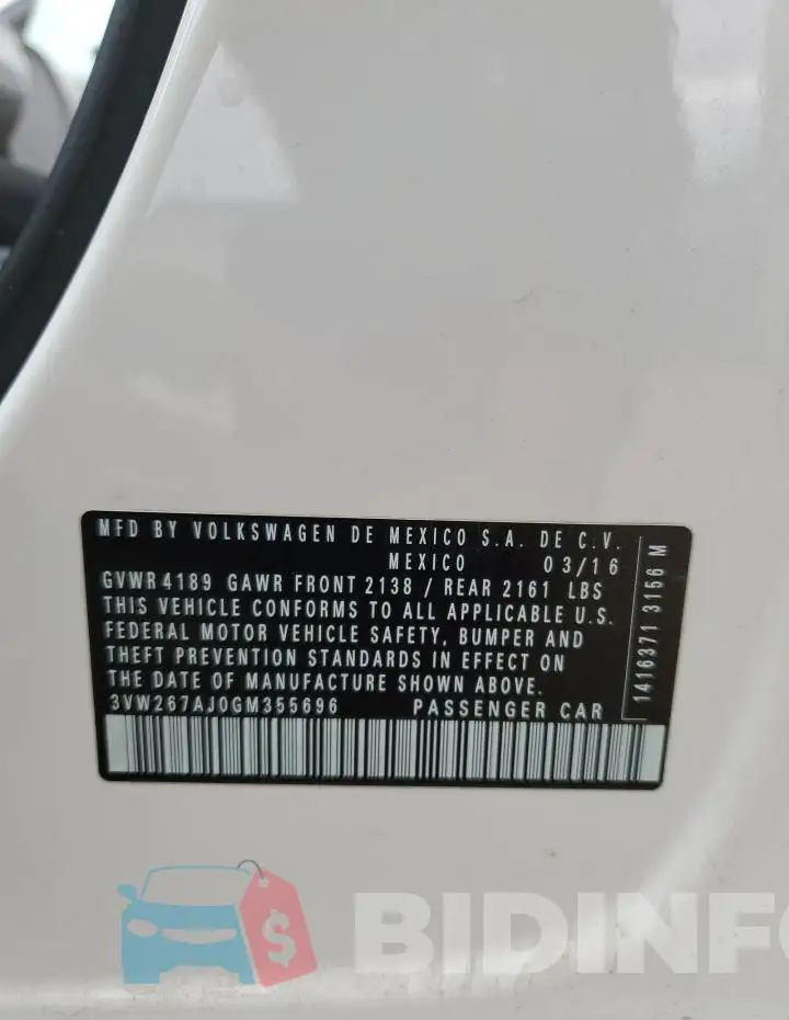 3VW267AJ0GM355696 Photo# 12