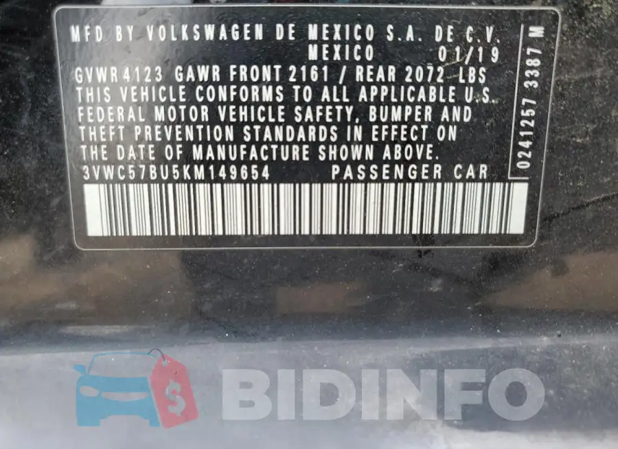 3VWC57BU5KM149654 Photo# 12