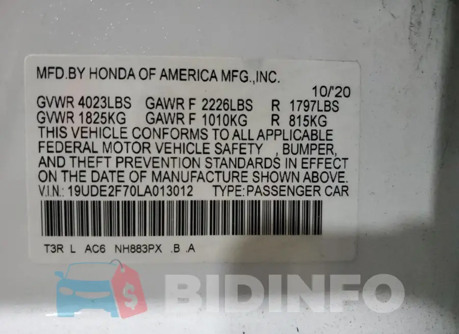 19UDE2F70LA013012 Photo# 13