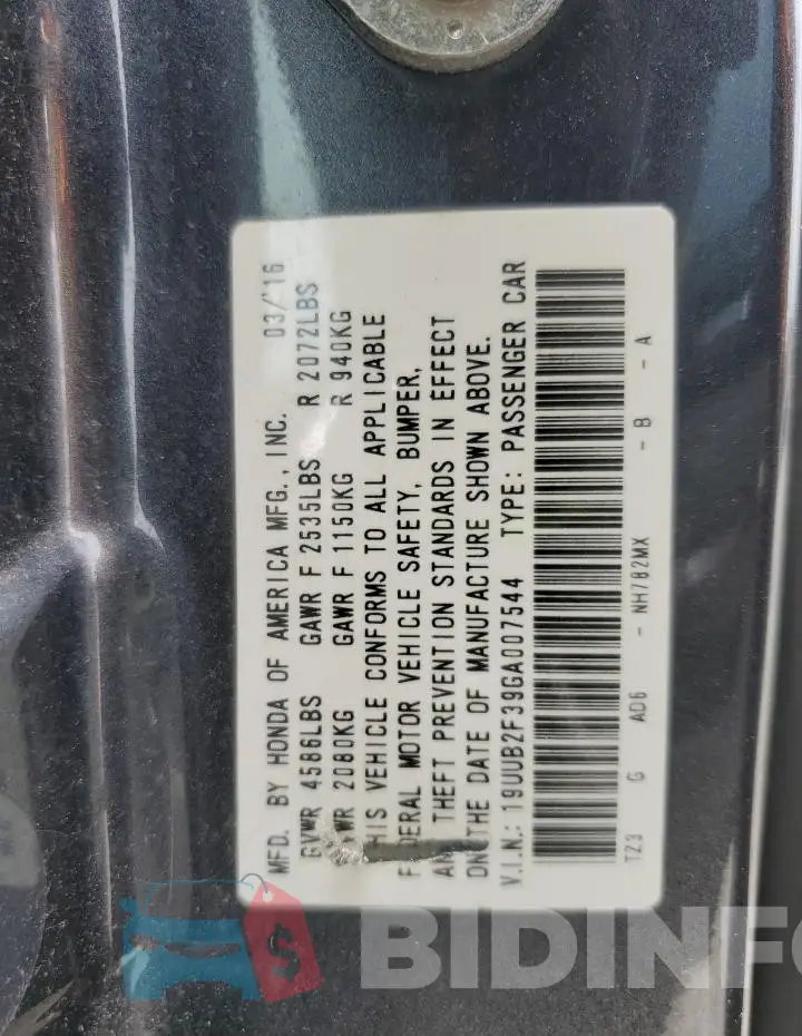 19UUB2F39GA007544 Photo# 12