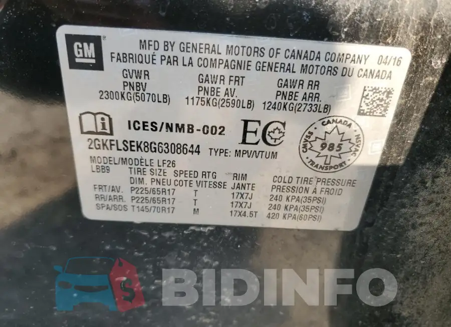 2GKFLSEK8G6308644 Photo# 13