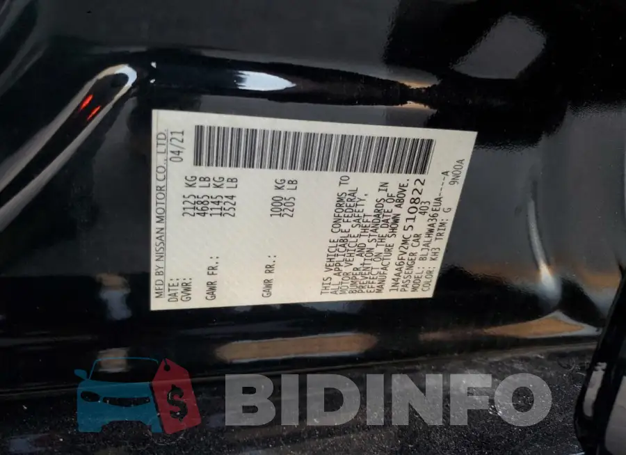 1N4AA6FV2MC510822 Photo# 12