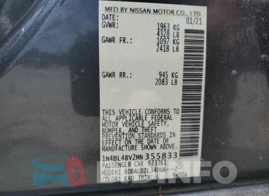 1N4BL4BV2MN355833 Photo# 13