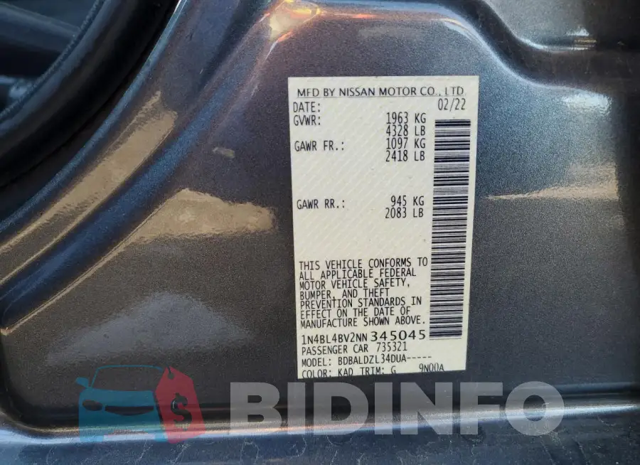 1N4BL4BV2NN345045 Photo# 12