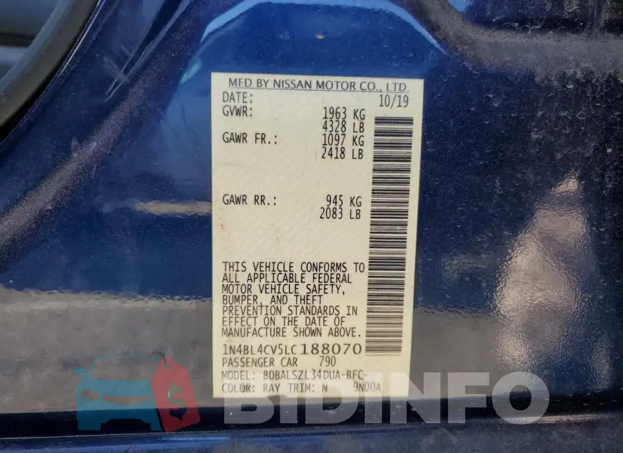 1N4BL4CV5LC188070 Photo# 13