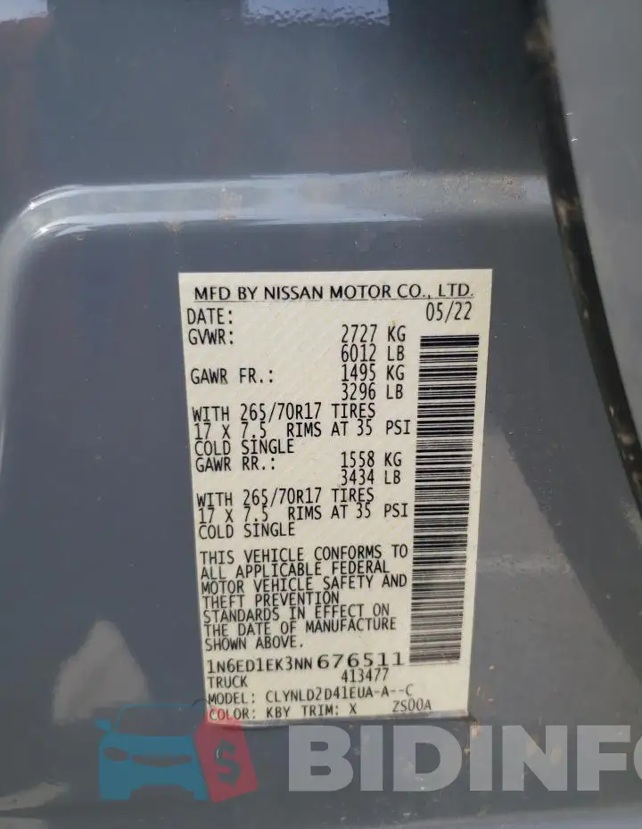 1N6ED1EK3NN676511 Photo# 13